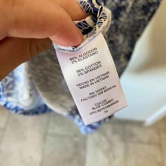 MILLY for DESIGN NATION Fit and Flare Blue White Floral Printed Dress - Picture 9 of 10